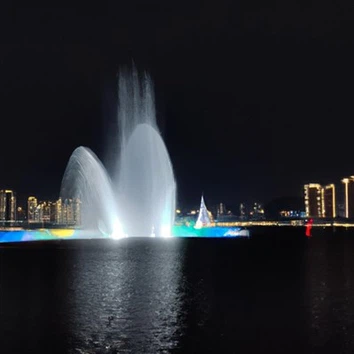 Wasservorhang-Brunnen am See
